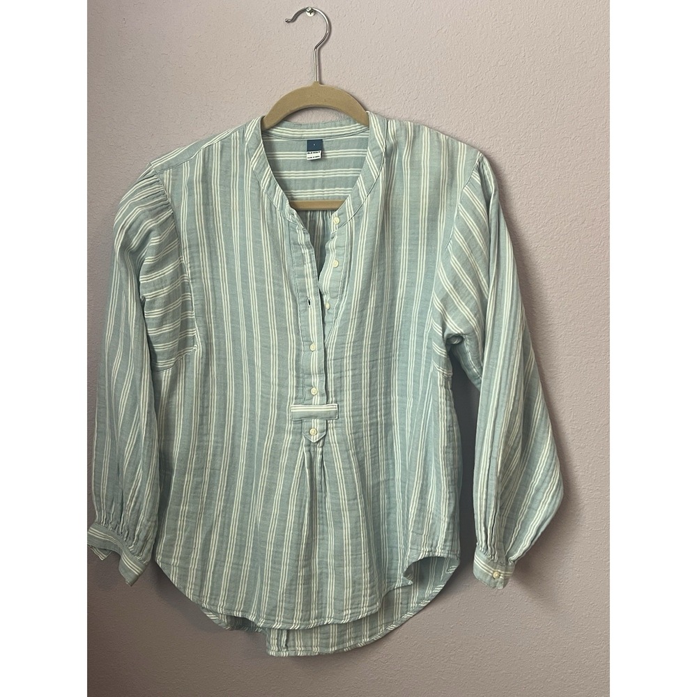 Old Navy Blue White Striped Blouse Top Chambray Size Small‎